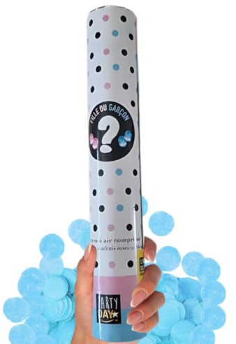Lot de 2 Canons à Confettis Gender Reveal Bleu - 30 cm | pour Baby Shower & Révélation de Sexe | Facile à Utiliser - Idéal pour Fête de Naissance | Zenda Club