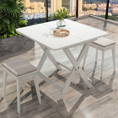 Klappbarer Esstisch aus Holz, quadratischer Küchentisch, klappbarer Picknicktisch für den Außenbereich, platzsparend, für Garten und Balkon, kein Zusammenbau erforderlich (80 cm T x 80 cm B