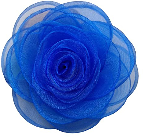 Kabelife Damen Rose Broschen Ansteckblume Blume Corsage Blume Haarspange Haarklammer Haarclip Haarschmuck für Hochzeit Bankett Party 10CM (Königsblau)