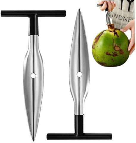 Dbvnnsy 2PCS 6.4x3.2 Stainless Steel Coconut Opener Tool, Easy-to-Use Coconut Punch Tool for Young Thai Green Coconuts & Fresh Coconut Water