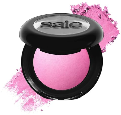 Saie SuperSuede Baked Blush - Talc-Free Powder Blush for Cheeks Infused with Hyaluronic Acid, Glycerin + Squalane - Hydrating Face Makeup for a Natural, Diffused Flush of Color - Bella (0.1 Ounce)