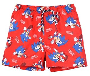 Sonic The Hedgehog Bermudas para Niño, Shorts de Baño Verano Bañador de Natación Infantil, Talla 4 Años | Rojo
