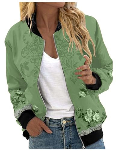 Giacca Primaverile Donna- Giubbottino Bomber Giacca da Donna Elegante Bomber Casual Zip Up Solido Cappotto Outwear Giacca a Vento con Tasche Giacca a Vento con Tasche Elegante Giacche