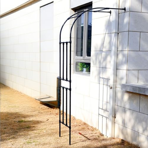 Metal Garden Arbor Half Side Garden Arch Rose Trellis 90cm 120cm 150cm 220cm 260cm 300cm wide Outdoor Garden Pergola for climbing vines or flowers(180x240cm)