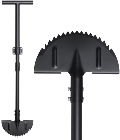 Half Moon Edger Lawn Tool, Saw Tooth Garden Edgers for Landscaping, Manual Edging Border Tools Heavy Duty with Sharp Balde, T-Grip, Wide Footplate, 38-49 Adjustable Long Handle, Flower Bed Sidewalk