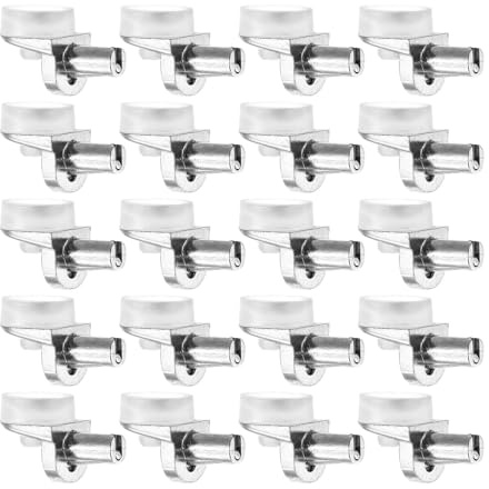 20 Pcs Shelf Pegs, 5mm Shelf Pins Cabinet Shelf Pegs Pins with Suction Cup Metal Shelf Support Pegs Holder Adjustable for Glass Shelves Wood Shelving Cupboard