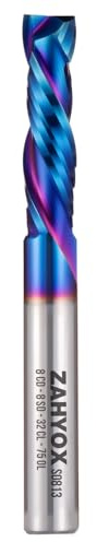 ZahyoX 8mm Schaft Kompression Spiralfräser, 8mm Schaftdurchmesser – 32 mm Schnittlänge – 76 mm Gesamtlänge, 2-schneidiger Nano-beschichteter Fräser, CNC Fräser für Holz, Holzfräser
