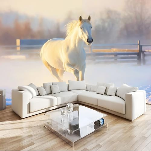 Fotomurales infantiles Caballo cubierto de nieve granja Papel pintado 3D Tv Fondo Pared Moderno Doficina ormitorio Murales Fotomurales Decorativos 400 x 280 cm