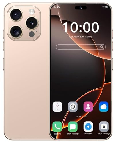 A15 Pro Max 5G Téléphone débloqué, Appareil Photo 78MP+108MP Android Mobile débloqué 4GB+128GB Expansion, 7.3-inch Display,8000mAh Smartphone Double SIM Double Standby/GPS/Face Recognition-Couleur or