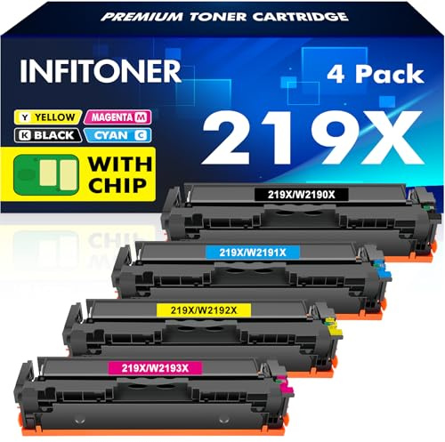 219X Kompatibel für HP 219A Color LaserJet Pro MFP 3302FDWG Toner Mit Chip | Kompatibel für HP Color LaserJet Pro MFP 3302SDWG 3302FDNG 3302FDW 3302SDW 3302FDN 3202DW 3302 Schwarz Cyan Magenta Gelb