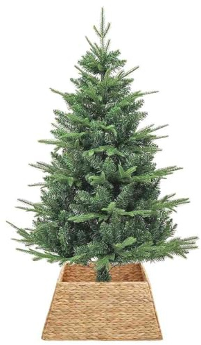vidaXL Collier de Sapin de Noël Marron 70 x 70 x 28 cm Jacinthe d'eau, Salon, déco Moderne, Jupe d'arbre carrée, Ornement Durable, Base décorative, Collier Festif