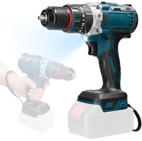 Trapano a percussione elettrico ricaricabile con motore brushless 13 mm, avvitatore elettrico a batteria, utensile elettrico per lavori pesanti, per lavori di bricolage, (senza maniglia)