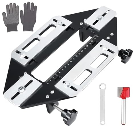 Door Hinge Jig, Aluminum Alloy Woodworking Hole Opener, Slotting Locator, Flexible Wooden Door Hinge Hole Guide, Hinge Template Jig for Door Hinge Groove & Door Lock Installation