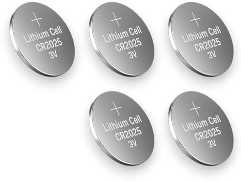 5x CR2025 3V Lithium Battery Long-Lasting Power Coin Battery for Key fobs, Wristwatches, LED lights, Fitness trackers, Calculators, Medical devices,Digital scales Replacement Cell Bettery