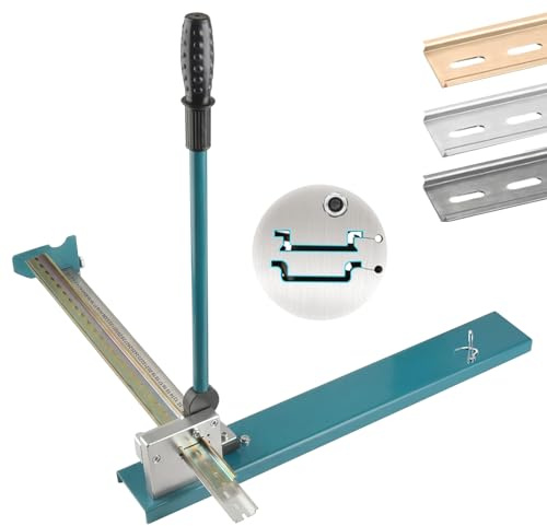 Cortador de riel DIN con regla de medición de 50 cm, máquina de corte de riel de doble ranura, mango antideslizante y hoja de precisión, manual de corte de riel para rieles de acero/aluminio/hierro