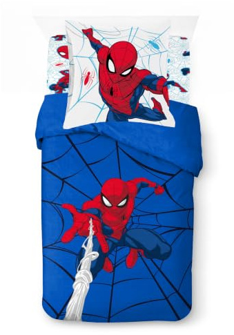 Jay Franco Kids Marvel Spiderman Juego de Cama - Incluye sábana y Funda de Almohada, Ropa de Cama Suave y acogedora para Decorar la habitación, Licencia Oficial, Azul, 3 Piezas Individuales