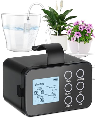 Bewässerungssystem Balkon ohne Wasseranschluss | Automatische Bewässerung | Selbstbewässerung Zimmerpflanzen, Tröpfchenbewässerung für 15 Topfpflanzen, Urlaubsbewässerung mit Timer über 30 Tage