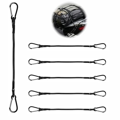 6 Pcs Brelet Tendeurs Elastique avec Mousqueton, pour Voitur et Motos, 30CM | Robuste Tendeur Elastique, Excellente Flexibilité, pour Camping, Bâches, Tente, Bagages, Noir