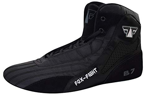 FOX-FIGHT Chaussures de Sambo B7 Professionnel de Haute qualité pour Homme en Cuir Chaussures de Lutte Chaussures de Tapis en Daim avec Semelle en Daim FR:43 Noir