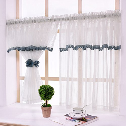 Yujiao Mao 1er-Pack ländliche weiße Scheibengardine Küchengardine Bistrogardine transparent Voile Kaffee Gardine, mit Tunnelzug, BxH 90x45cm