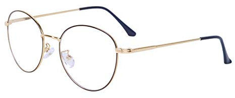 JoXiGo Computerbrille Anti-Blaulicht Ohne Stärke Anti-Müdigkeit UV-Schutz Retro Rund Metallgestell Brillenfassung mit Brillenetuis