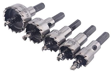 ChgImposs 5Pcs 16-30mm 5/8-Inch to 1-3/16 Inch HSS Hole Saw Cutter, Drill Bits Set Heavy Duty Tool Kit for Stainless Steel, Aluminum Alloy, Plastic and Wood