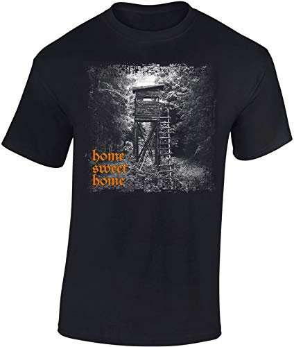 Baddery Jäger T-Shirt Herren - „Home Sweet Home“ | Jagd Shirt für Männer mit Hochsitz-Motiv