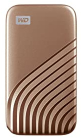 WD 500GB My Passport Portable SSD with NVMe Technology, USB-C, Read Speeds of up to 1050MB/s & Write Speeds of up to 1000MB/s . Works with PC, PS5, Xbox X, Xbox S - Gold