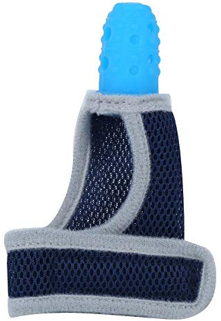 Baby-Beißhandschuhe, selbstberuhigende Schmerzlinderung Mitt Glove Stimulierendes Beißring-Spielzeug für Neugeborene(Blau)