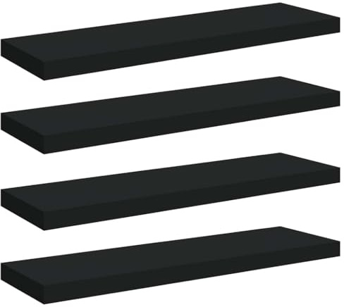 vidaXL Svävande vägghyllor 4 st svart 80x23,5x3,8 cm MDF