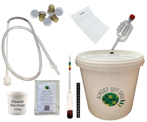 Almost Off Grid Deluxe Traditional Mead Honey Wine Making Complete Starter Kit - Makes 6 Bottles 4.5L - Homebrew Meadmaking Beginners Set