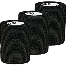 1/3/6 Haftbandagen Größe+Farbe wählbar - selbsthaftende Bandage Fixierverband selbstklebend, Farbe:3 Stück | 7.5 cm | schwarz