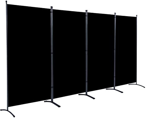 JVVMNJLK Indoor Room Divider, Portable Office Divider, Convenient Movable (4-Panel), Folding Partition Privacy Screen for Bedroom,Dining Room, Study,136 W x 19.7 D x 71.3 H, Black