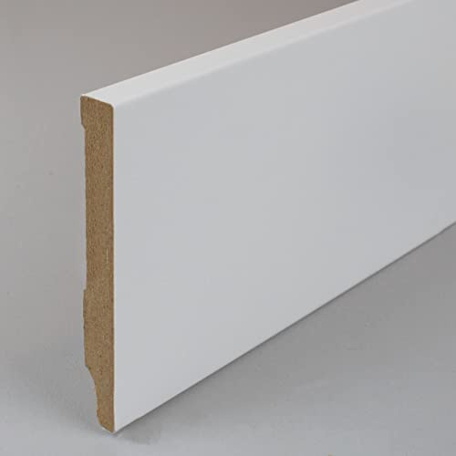 PROVISTON Sockelleisten, Eckiges Profil, 10 x 80 x 2500 mm, Weiß | MDF Foliert, Lackierfähig, Klassische Fußleiste, 1 Stück