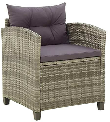 Gecheer Gartenstuhl Rattan, Gartensessel mit Kissen, Terrassen Sitzmöbel, Balkonstuhl Terrassenstuhl Gartenstühle Gartenmöbel Poly Rattan Grau