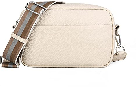 Youlity Damen Breiter Gurt Kleine Leder Umhängetasche mit Breitem Schultergurt Crossbody Bag Handytaschen Handtasche Schultertasche Moderne Taschen