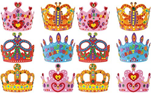 NUOBESTY 12 Stk Kronenhut Partyhüte Aus Schaumstoff Diadem-bastelsets Partyhüte Selber Machen Basteln Für Kinder Anzüge Für Kinder Party Tiara Diy-hüte Baby Eva Handbuch Filzhut