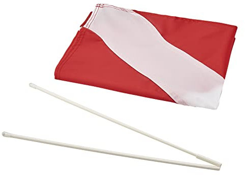 Dive Flag 20x 24 with Removable Stiffening Pole for Scuba Diving Spearfishing Freediving, Use with Float, Buoy, Boat, Flagpole Diver Down