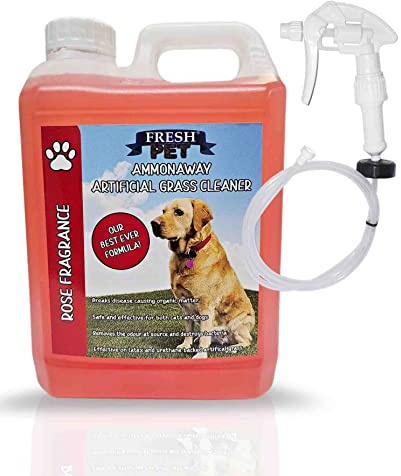 Ammonaway Artificial Grass Cleaner for Dogs Dog Urine Enzyme Cleaner | 2L with Spray Rose Scent - Pet-safe outdoor cleaner for artificial grass, patios and pathways, neutralising dog urine