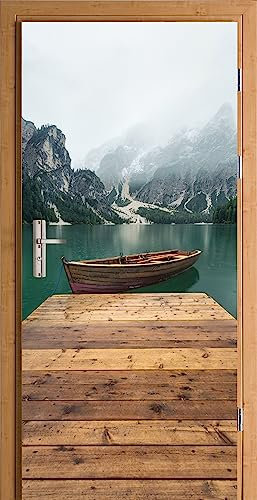 HUBDECO Türwandbild - Selbstklebende Türaufkleber - Wandbilder Aufkleber - Fantasi, Kunst, Leinwand Tapete - Türaufkleber - für Türen, Möbel, Schränke, Spiegel - 88x200cm - Boot