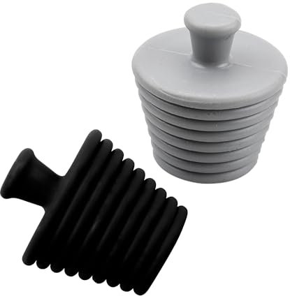 Luckious 2PCS Universal Silicone Tub Stopper, Spiral Sealing Plug - Versatile Drain Plugs for Kitchen, Bathtub, and Sink Drains in Black and Gray