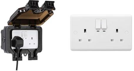 Smart WiFi Waterproof Outdoor Double Socket - Certified Works with Alexa + Certified Works with Google Assistant & CU9KW Smart Twin Socket - WiFi No hub Required, White