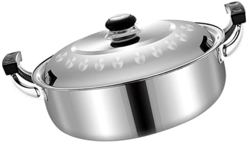 Alipis Hot Pot Cooktop Stainless Steel Pot Double Handle Suitable for Gas Induction Non-Slip Handle