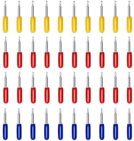 Zamety 40 Stück 30/45/60 Grad Ersatzklingen für Cricut Maker 3 / Explore 3 | Einschließlich 10 Stück 30° feine Spitzenklingen, 20 Stück 45°Standardklingen, 10 Stück 60°Tiefe Spitzenklingen