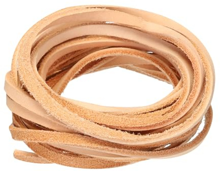 sourcing map Cordón de cuero plano de 4 mm, tiras de cordones de cuero para manualidades, color marrón puro
