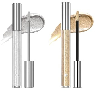2.4g Barras de Labios Plateadas y 2.4g Pintalabios Dorado, lipsticks6 | Barras de Labios Líquidas, Brillo de Labios Antiadherente, Color de larga Duración
