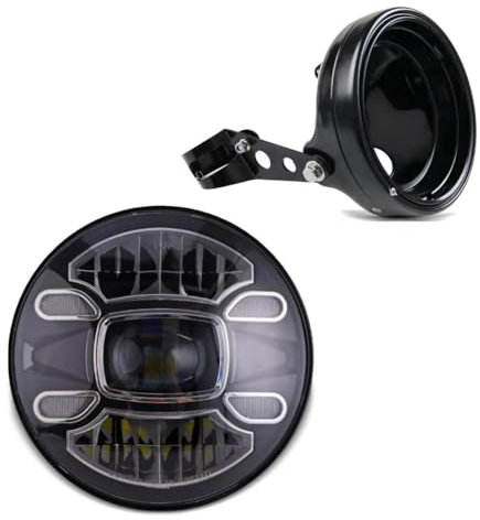 LED Scheinwerfer Set 7 Zoll kompatibel mit Motorrad Hauptscheinwerfer schwarz F7