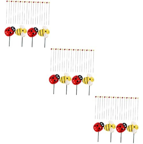 Kisangel 60stücke Gartenstecker Deko Mit Bienen Und Marienkäfern Wetterfeste Gartendekoration Aus Resin Für Blumentöpfe Und Pflanzkübel Verspielte Gartenornamente Für Innen Und Außen