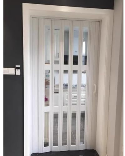 Schiebetür Falttür falttüren innentüren Falttür mit klarem Acrylglas, Innenfalttüren für Schränke, inkl. Beschläge – 24 26 28 30 32 34 36 38 40 42 4648 50 52 54 56 58 Zoll breit, Glas-Falttür(WxH 48x8