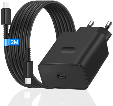 45W USB C Ladegerät Schnellladekabel für Samsung Galaxy S25 S24 S23 S22 S21 S20 fe Ultra S10 S9 S8 A55 A54 A53 A52 A51 A50 A34 A33,2M Ladekabel mit Netzteil Fast Charger Stecker Schnelladegerät Kabel